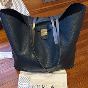 Furla Teal Blue Soft Leather Tote